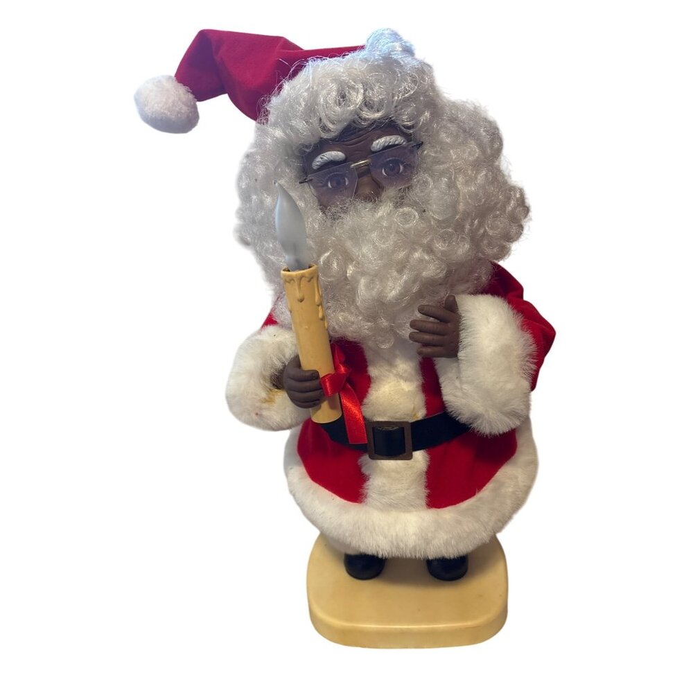 Santas Best Motionette African American With Candle 18" Light-Up Vintage